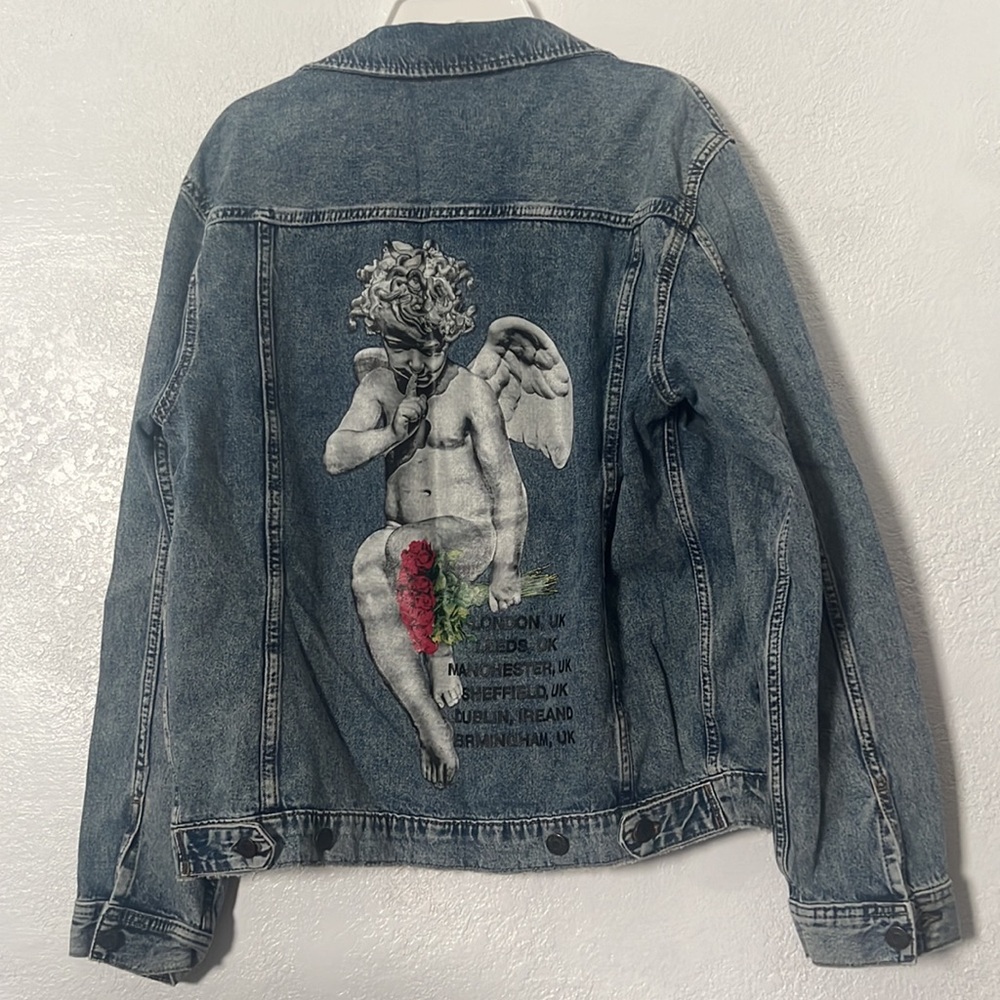 Young Thug denim jacket men’s M baby Angel cherub print baroque tour Coachella